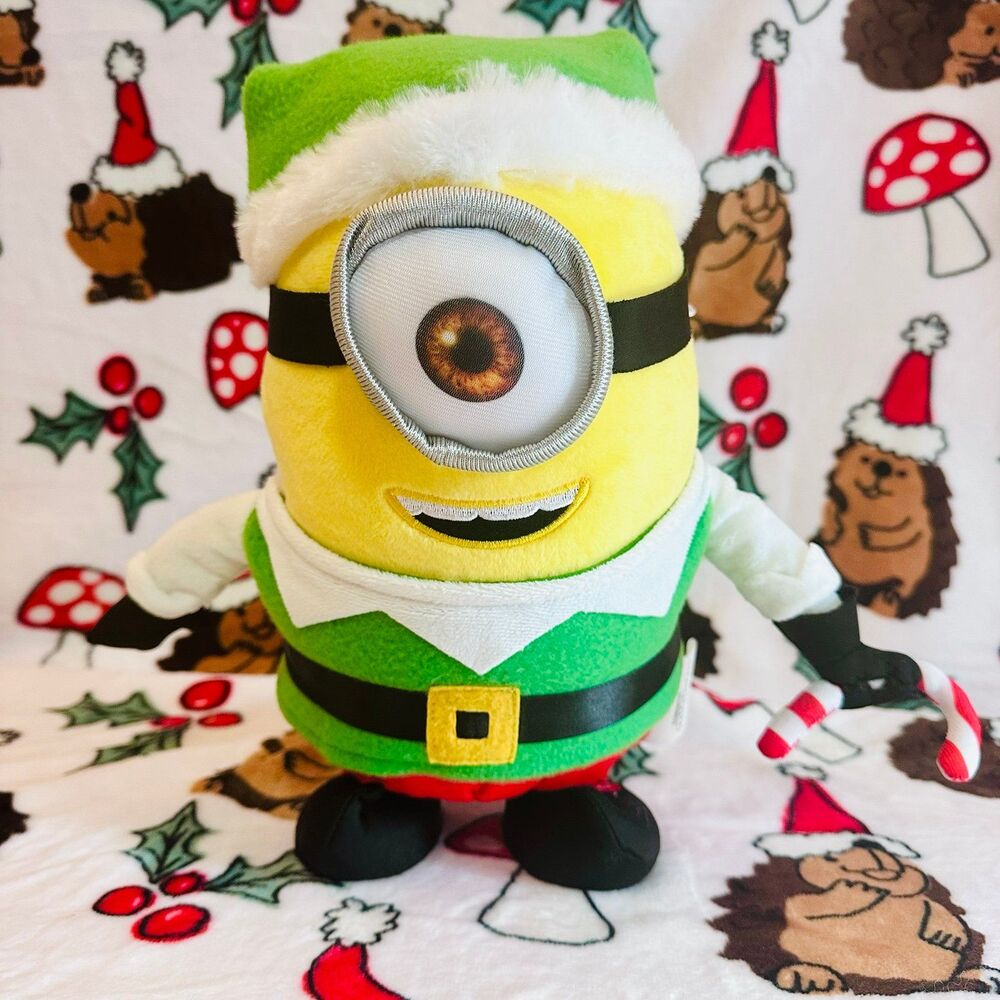 Happy Shuffle Minions Stuart Elf Animated Christmas plush